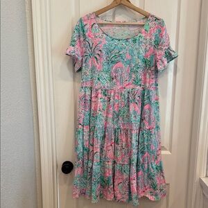 Lilly Pulitzer jodee palm print colorful tiered dress